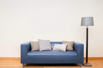 Tuxedo leather sofa in blue