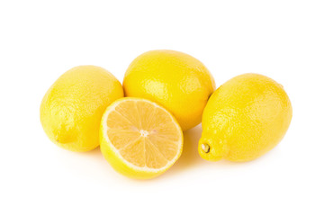 Yellow ripe lemon isolated on a white
