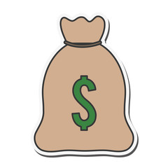 money bag financial item market commerce icon. Flat and isolated design. Vector illustration