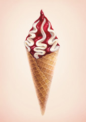 Watercolor illustration of ice cream