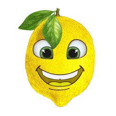 Funny Lemon. Hand-drawn illustration, digitally colored.