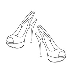 Shoes hand drawing. Shoes line, doodle style. Vector illustration