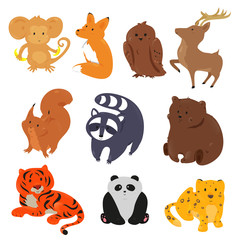 Fototapeta premium Set of cute cartoon animals