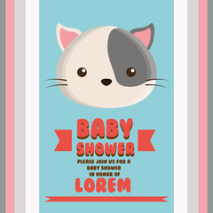 cat animal cartoon baby shower card celebration party icon. Colorful and flat design. Vector illustration