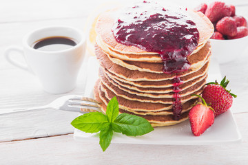 delicious breakfast with pancake