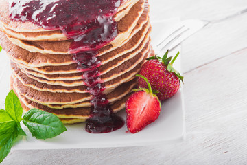 pancakes and strawberries