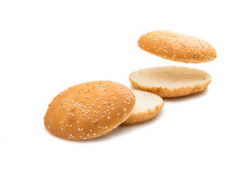 bun with sesame hamburger