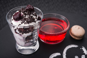 chocolate dessert in glass