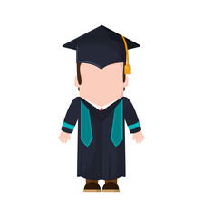 boy man male cartoon graduation cap university cloth icon. Flat and isolated design. Vector illustration