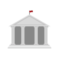 building flag university school antique white icon. Flat and isolated design. Vector illustration