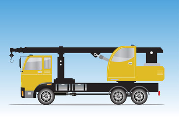 Side view of Crane truck Vector