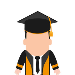 boy man male cartoon graduation cap university cloth icon. Flat and isolated design. Vector illustration