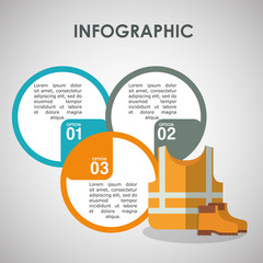 infographic jacket boot industrial security safety protection icon set. Colorful and flat design. Vector illustration