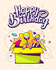 Vector creative colorful illustration of green open gift box, sw