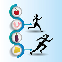 Fototapeta na wymiar runner athlete woman girl food running training fitness healthy lifestyle sport marathon icon. Colorful and flat design. Vector illustration