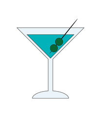 cocktail glass alcohol drink menu restaurant icon. Flat and isolated design. Vector illustration