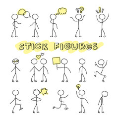 Hand drawn stick figures on white background. Stylish modern flat vector illustration and design element.