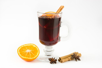 Christmas mulled wine isolated on white background

