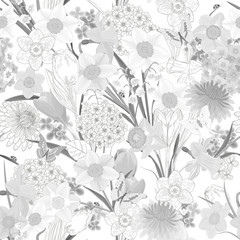 monochrome seamless texture with floral design