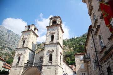 Fototapeta na wymiar The cathedral in the medieval town of Kotor, Montenegro.