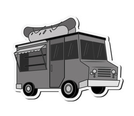 hot dog truck delivery fast food urban business icon. Flat and isolated design. Vector illustration