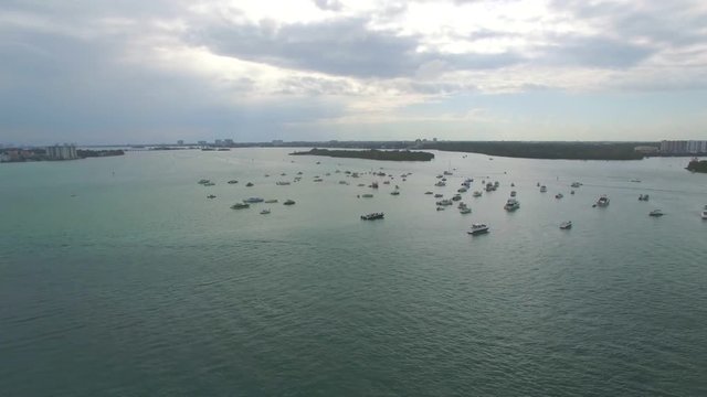Aerial shot of the yachts and boats, Atlantic Ocean, Miami Beach