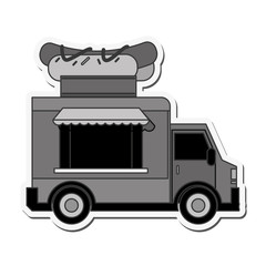 hot dog truck delivery fast food urban business icon. Flat and isolated design. Vector illustration