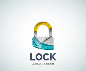 Lock logo business branding icon, created with color overlapping elements