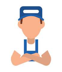 repairman hat builder constructer worker proffesional icon. Flat and isolated design. Vector illustration