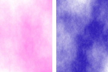 Illustration of a pink and dark blue divided white smoky background