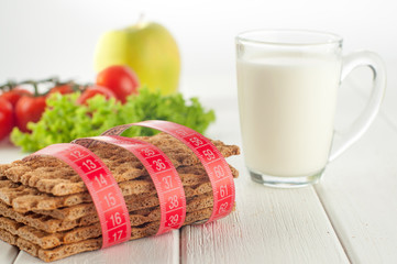 Healthy food concept of breakfast with crispbreads