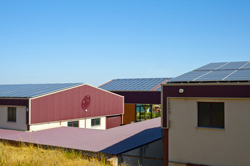 Solar panels on a warehouse roof
