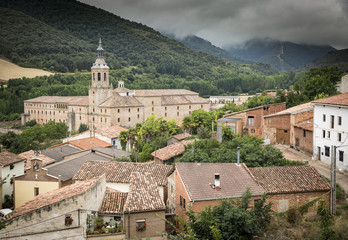 Fototapeta na wymiar a view over San Millán de la Cogolla village and the Yuso Monastery, La Rioja, Spain