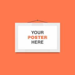 Poster in frame on the wall vector mockup