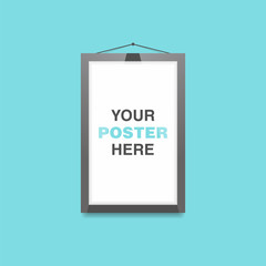 Poster in frame on the wall vector mockup