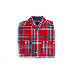 Red plaid shirt on white background