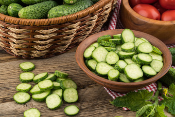 Ripe vegetables on an old wooden table.