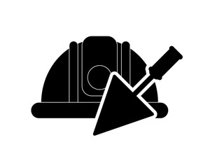 Obraz premium flat design safety helmet and trowel icon vector illustration