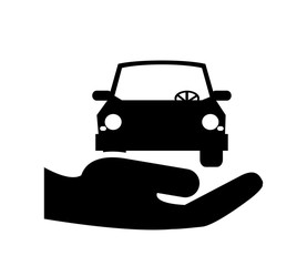 flat design sheltering hands and car icon vector illustration