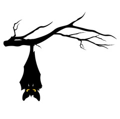 halloween bat on tree branch