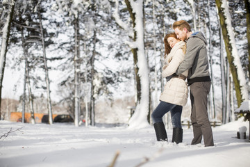 Young couple at winter