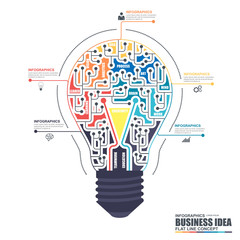 Thin line flat business light bulb infographic elements