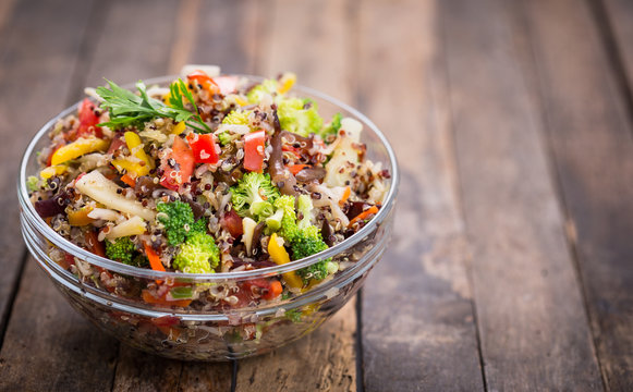 Fresh quinoa salad in the bowl
