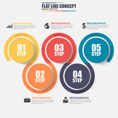 Thin line flat conceptual circle infographic elements