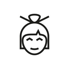 Asian woman portrait icon on white background