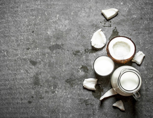 Fototapeta na wymiar Coconut milk in the jar.