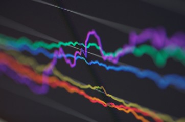 Stock market chart on LCD screen. Deep of field photo.