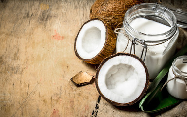 Coconut milk in a jar.