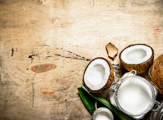 Coconut milk in a jar.