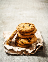 Oat cookies on the old fabric.